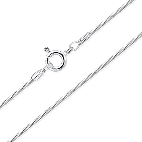 DTPsilver® 925 Sterling Silber Dünne Halskette/Schlangenkette - Federringverschluss - Breite: 1 mm - Länge: 45 cm von DTPsilver