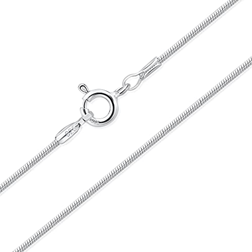 DTPsilver® 925 Sterling Silber Dünne Halskette/Schlangenkette - Federringverschluss - Breite: 1 mm - Länge: 61 cm von DTPsilver