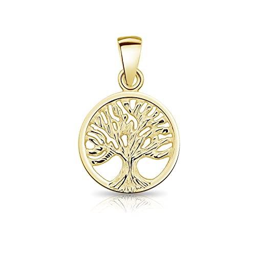 DTPsilver® 925 Sterling Silber Gelb Vergoldet Baum des Lebens Anhänger von DTPsilver