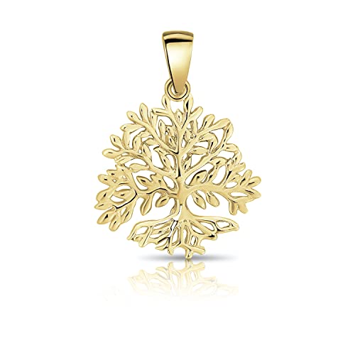 DTPsilver® 925 Sterling Silber Gelb Vergoldet Baum des Lebens Anhänger von DTPsilver