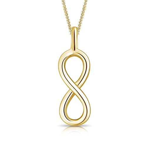 DTPsilver® 925 Sterling Silber Gelb Vergoldet Halskette - Unendlichkeits/Infinity Anhänger - kette Breite: 1,2 mm - Verstellbare Länge: 40 bis 45 cm von DTPsilver