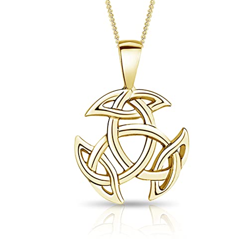 DTPsilver® 925 Sterling Silber Gelb Vergoldet Keltische Knoten Triquetra Dreifaltigkeit Anhänger - kette Breite: 1,2 mm - Verstellbare Länge: 40 bis 45 cm von DTPsilver