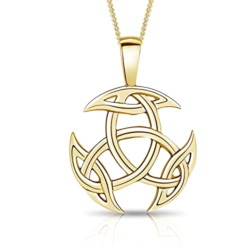 DTPsilver® 925 Sterling Silber Gelb Vergoldet Keltische Knoten Triquetra Dreifaltigkeit Anhänger - kette Breite: 1,2 mm - Verstellbare Länge: 40 bis 45 cm von DTPsilver