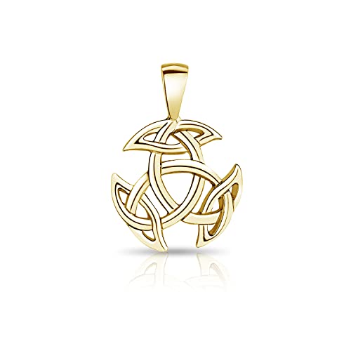 DTPsilver® 925 Sterling Silber Gelb Vergoldet Keltische Knoten Triquetra Dreifaltigkeit Anhänger von DTPsilver