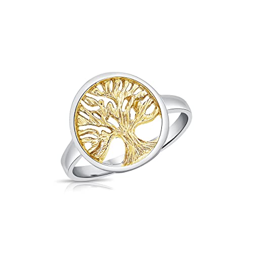 DTPsilver® 925 Sterling Silber Gelb Vergoldet Ring - Baum des Lebens von DTPsilver