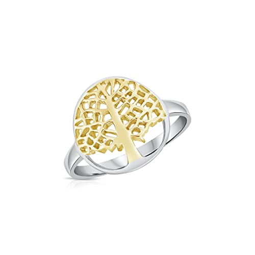 DTPsilver® 925 Sterling Silber Gelb Vergoldet Ring - Baum des Lebens von DTPsilver