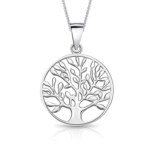 DTPsilver® 925 Sterling Silber Halskette - Baum des Lebens Anhänger - kette Breite: 1,2 mm - Verstellbare Länge: 40 bis 45 cm von DTPsilver