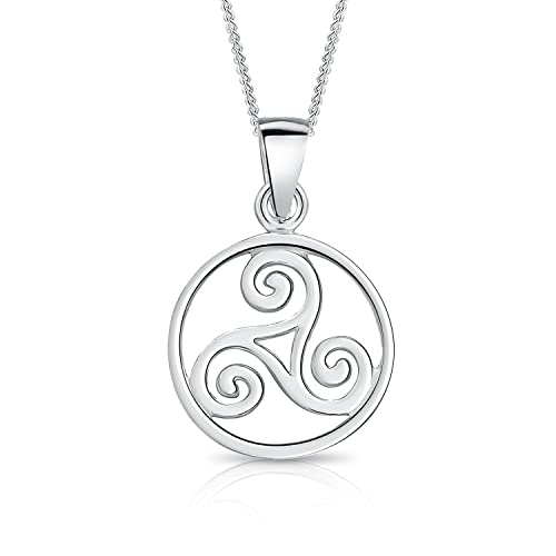 DTPsilver® 925 Sterling Silber Halskette - Keltische Triskele Anhänger - kette Breite: 1,2 mm - Verstellbare Länge: 40 bis 45 cm von DTPsilver