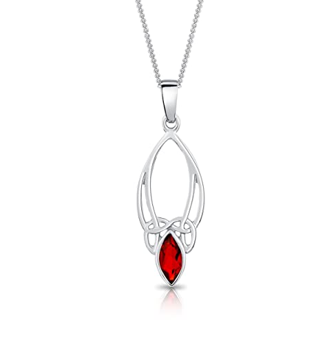 DTPsilver® 925 Sterling Silber Halskette - Keltischer Knoten Anhänger mit Glassteine - Mit oder ohne Kette - Breite: 1,2 mm - Verstellbare Länge: 40 bis 45 cm - Rote Rubin von DTPsilver