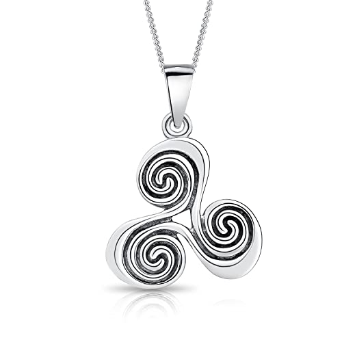 DTPsilver® 925 Sterling Silber Halskette - Kleiner Keltischer Triskele Anhänger - kette Breite: 1,2 mm - Verstellbare Länge: 40 bis 45 cm von DTPsilver