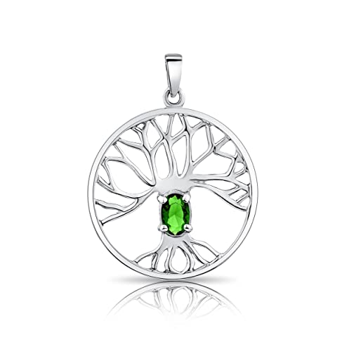 DTPsilver® 925 Sterling Silber Keltischer Baum des Lebens Anhänger mit Glassteine - Grüne Smaragd von DTPsilver