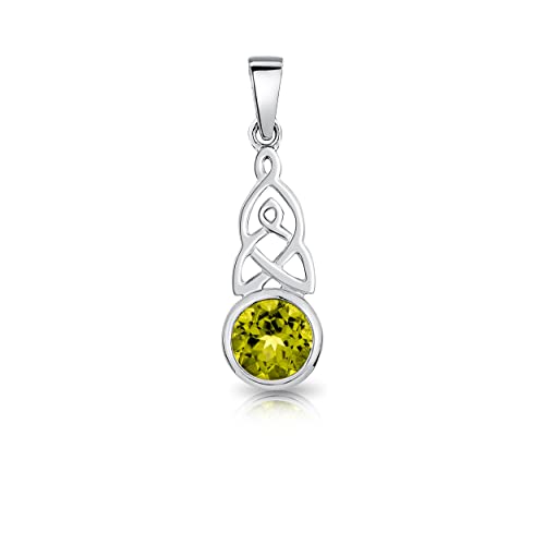 DTPsilver® 925 Sterling Silber Keltischer Knoten Anhänger mit natürlichen Edelsteinen - Peridot von DTPsilver