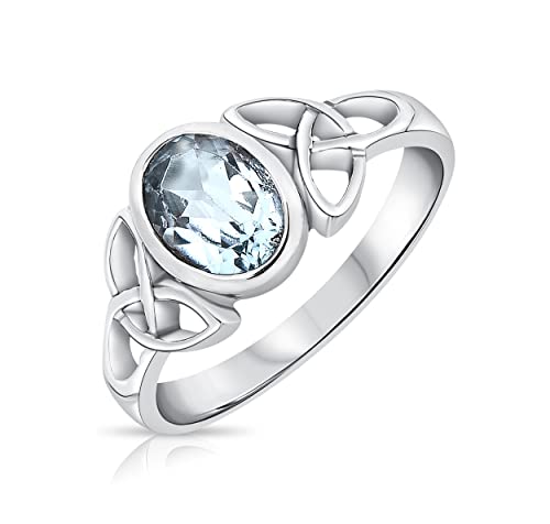 DTPsilver® 925 Sterling Silber Ring - Keltische Dreifaltigkeitsknoten - Keltische Kollektion - Blautopas von DTPsilver