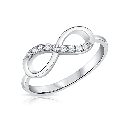 DTPsilver® 925 Sterling Silber Ring - Unendlicher Liebesknoten - Unendlichkeit mit Cubic Zirkonia, Weiß CZ von DTPsilver
