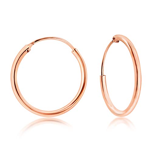 DTPsilver® 925 Sterling Silber Rose Vergoldet Creolen Ohrringe - Klein/Mittelgroße/Groß - Dicke 2 mm - Durchmesser: 30 mm von DTPsilver