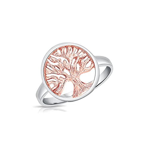 DTPsilver® 925 Sterling Silber Rosen-Gold überzogen Ring - Baum des Lebens von DTPsilver