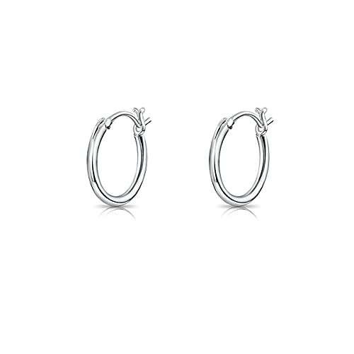 DTPsilver® 925 Sterling Silber Runde Kreolen Scharnierbügel Ohrringe - Klein/Mittelgroße/Groß - Dicke 1.2 mm - Durchmesser: 12 mm von DTPsilver