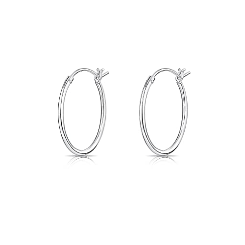 DTPsilver® 925 Sterling Silber Runde Kreolen Scharnierbügel Ohrringe - Klein/Mittelgroße/Groß - Dicke 1.2 mm - Durchmesser: 20 mm von DTPsilver