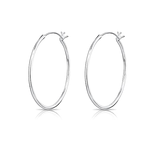 DTPsilver® 925 Sterling Silber Runde Kreolen Scharnierbügel Ohrringe - Klein/Mittelgroße/Groß - Dicke 1.2 mm - Durchmesser: 30 mm von DTPsilver