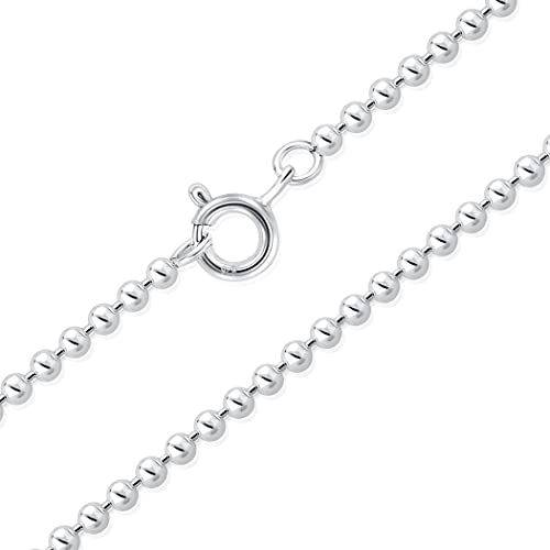 DTPsilver® 925 Sterling Silber Zarte und Robuste Halskette/Kugelkette - Federringverschluss - Breite: 2 mm - Länge: 40 cm von DTPsilver