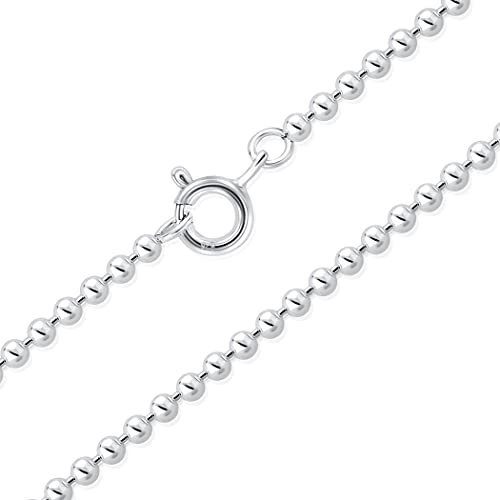 DTPsilver® 925 Sterling Silber Zarte und Robuste Halskette/Kugelkette - Federringverschluss - Breite: 2 mm - Länge: 45 cm von DTPsilver