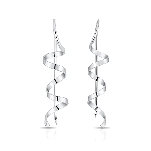 DTPsilver® KLEINE Haken Ohrringe 925 Sterling Silber - Baumeln Spirale - Ohrringe Messen 6 x 26 mm von DTPsilver