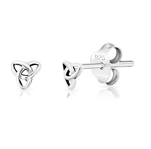 DTPsilver® KLEINE Ohrringe 925 Sterling Silber - Keltischer Dreifaltigkeitsknoten Ohrstecker - Durchmesser 4 mm von DTPsilver