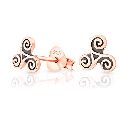 DTPsilver® Ohrstecker Rosegold 925 - Triskele Ohrstecker - Kleine Ohrstecker Gold - Keltische Ohrstecker - Gothic Schmuck von DTPsilver