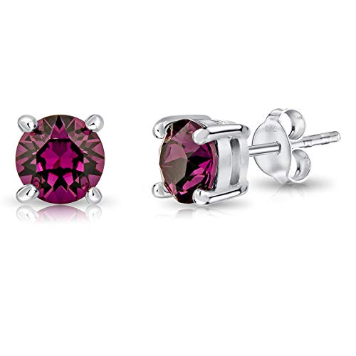 DTPsilver® Winzige Ohrringe 925 Sterling Silber mit Kristallen von Swarovski® Elements Runde Sehr kleine Ohrstecker - Durchmesser 6 mm - Farbe : Amethyst von DTPsilver