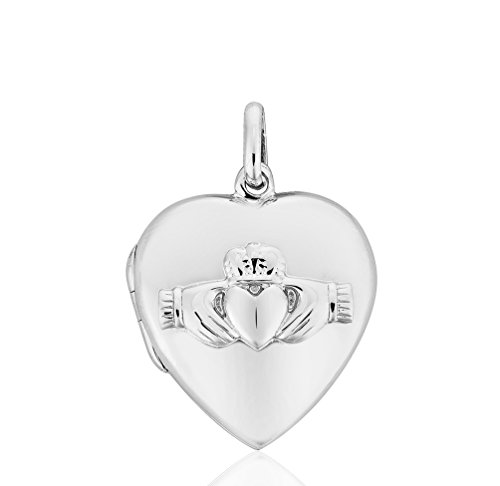 DTPsilver - Anhänger/Medaillon 925 Sterling Silber Rhodium Claddagh von DTPsilver