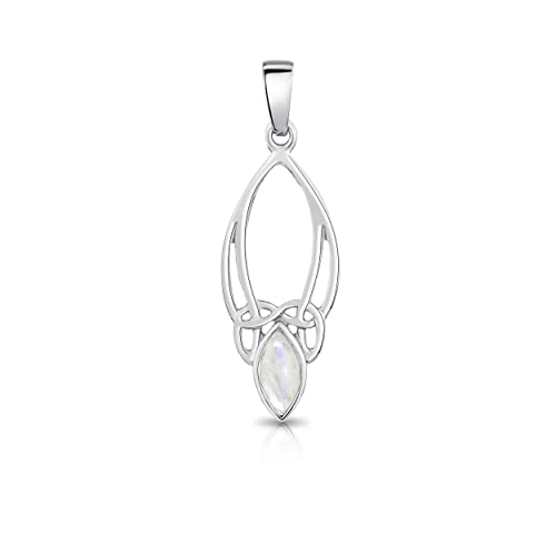 DTPsilver® 925 Sterling Silber Keltischer Knoten Anhänger mit natürlichen Edelsteinen - Mondstein von DTPsilver