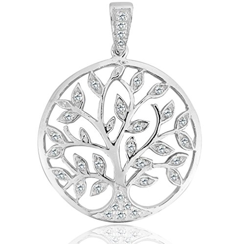 DTPsilver - Anhänger 925 Sterling Silber mit Zirkonia Baum des Lebens von DTPsilver