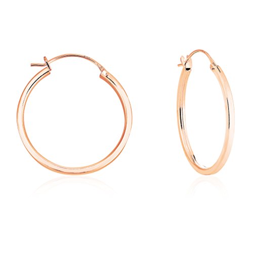 DTPsilver - Creolen Quadratisch Steckverschluss- Ohrringe 925 Sterling Silber Rosen-Gold überzogen - Klein/Mittelgroße/Groß - Dicke 2 mm - Durchmesser: 30 mm DTPsilver - Creolen Quadratisch Steckverschluss- Ohrringe 925 Sterling Silber Rosen-Gold überzogen - Klein/Mittelgroße/Groß - Dicke 2 mm - Durchmesser: 30 mm von DTPsilver