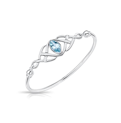 DTPsilver -Damen Armreif/Armbänder 925 Sterling Silber - Keltische Dreifaltigkeitsknoten - keltischen Kollektion - Blautopas von DTPsilver