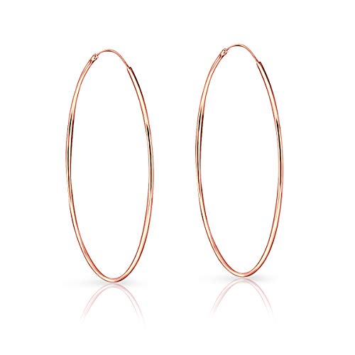 DTPsilver® 925 Sterling Silber Rose Vergoldet Creolen Ohrringe - Klein/Mittelgroße/Groß - Dicke 1.5 mm - Durchmesser: 80 mm von DTPsilver