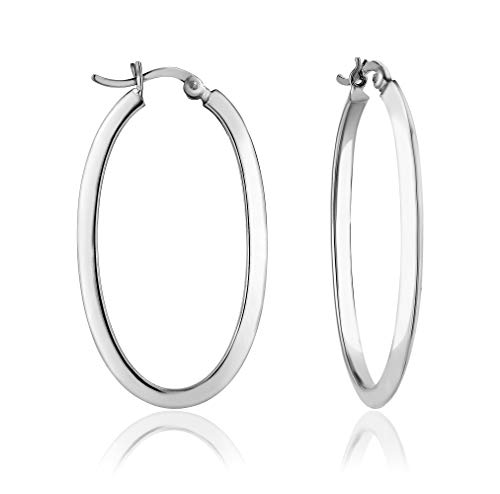 DTPsilver - Damen - Creolen Ovale - Ohrringe 925 Sterling Silber - Dicke 2.8 mm - Breite 23 mm - Länge 42 mm von DTPsilver