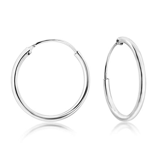 DTPsilver® 925 Sterling Silber Creolen Ohrringe - Klein/Mittelgroße/Groß - Dicke 2 mm - Durchmesser: 30 mm von DTPsilver