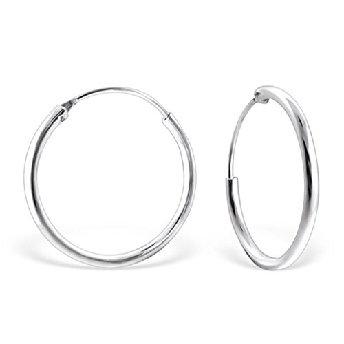 DTPsilver® 925 Sterling Silber Creolen Ohrringe - Klein/Mittelgroße/Groß - Dicke 2 mm - Durchmesser: 35 mm von DTPsilver