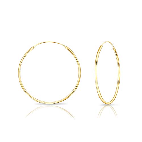 DTPsilver - Damen - Groß Creolen - Ohrringe 925 Sterling Silber Gelb Vergoldet - Dicke 1.2 mm - Durchmesser 40 mm von DTPsilver