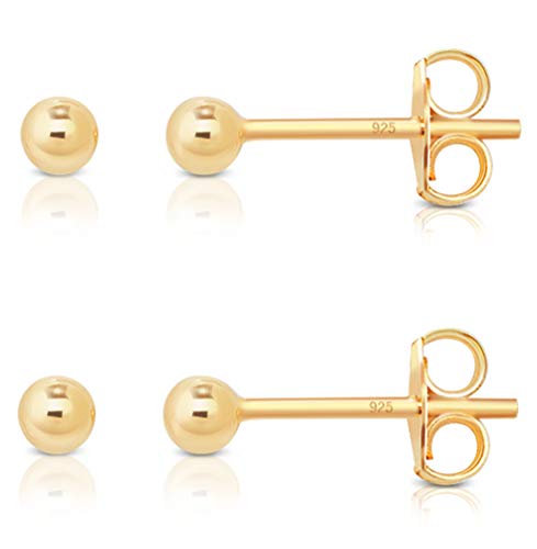 Ohrstecker Vergoldet Damen - Gelbe Ohrringe - Ohrringe Gold Stecker Rund - Goldene Ohrstecker Damen - Ohrringe Silber 925 Vergoldet - Ohrstecker Gold Set - Ohrringe Gold Klein - Ohrstecker Set Gold von DTPsilver