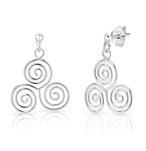 DTPsilver - Damen - Ohrringe 925 Sterling Silber - Keltische Spirale Triskele 16 x 20 mm von DTPsilver