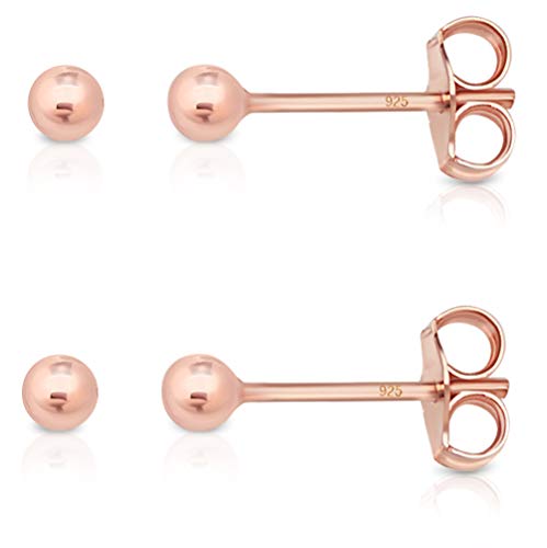 Ohrstecker Rosegold Damen - Ohrstecker Klein Rosegold - Rose Ohrstecker - Ohrstecker Kugel Rosegold - Goldene Rose - Rosen Ohrstecker - Ohrringe Silber 925 Rose - Ohrringe Rosegold Rund 3mm von DTPsilver