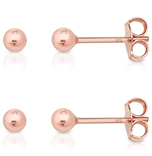 Ohrringe Stecker Rosegold 4mm - Rosegold Ohrstecker - Ohrringe Rose Gold - Ohrringe Rosegold Klein - Ohrstecker Rosegold Set - Ohrringe Silber 925 Rosegold - Ohrstecker Rosegold Silber von DTPsilver