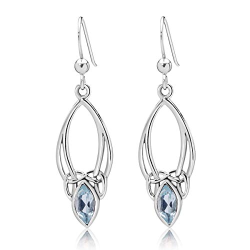DTPSilver -Damen Haken Ohrringe 925 Sterling Silber - Keltische Dreifaltigkeitsknoten - keltischen Kollektion - Blautopas DTPSilver -Damen Haken Ohrringe 925 Sterling Silber - Keltische Dreifaltigkeitsknoten - keltischen Kollektion - Blautopas von DTPsilver