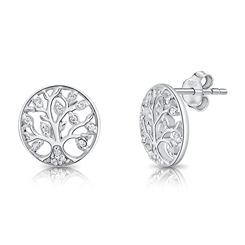 DTPsilver - Damen - Ohrringe 925 Sterling Silber mit Zirkonia Baum des Lebens - Ohrstecker von DTPsilver