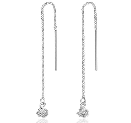 DTPsilver - Damen - Ohrringe Ohrhänger Durchzieher Kette 925 Sterling Silber Kugel Knoten von DTPsilver