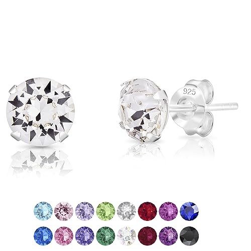 DTPSilver - Damen Ohrringe 925 Sterling Silber mit Kristallen 6 mm Runde Ohrstecker - Farbe : klare Kristalle von DTPsilver