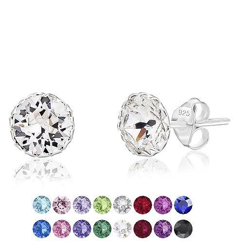 DTPSilver - Damen Ohrringe 925 Sterling Silber mit Kristallen 6 mm Runde Ohrstecker - Farbe : klare Kristalle von DTPsilver