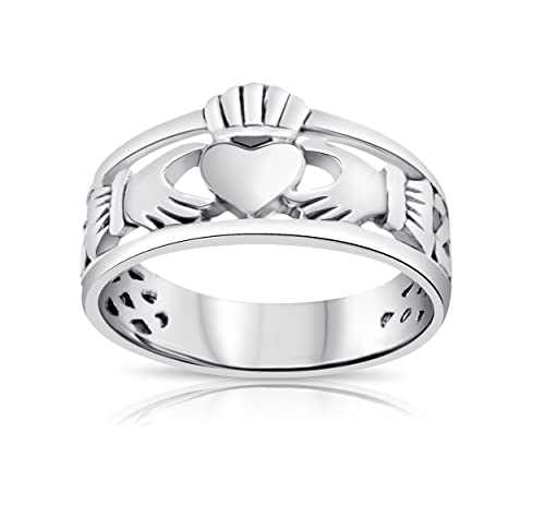DTPsilver® 925 Sterling Silber Claddagh Ring - Liebe, Loyalität und Freundschaft - Keltisch/Irisch/Herz von DTPsilver