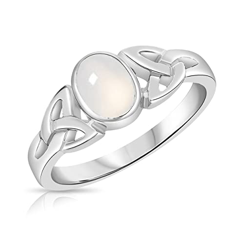 DTPsilver® 925 Sterling Silber Ring - Keltische Dreifaltigkeitsknoten - Keltische Kollektion - Mondstein von DTPsilver